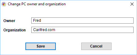 Edit PC owner and organization names