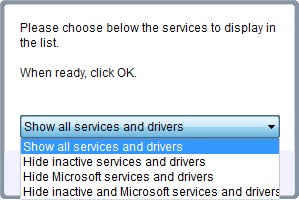 Services display settings