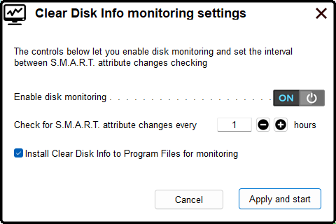Monitoring settings