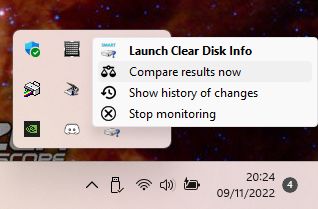 Tray icon menu