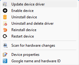 Device list's menu