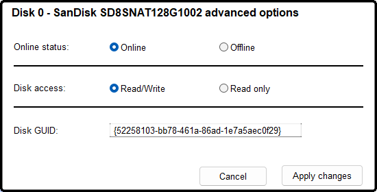 Advanced Disk Options