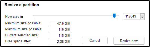 Resize a partition