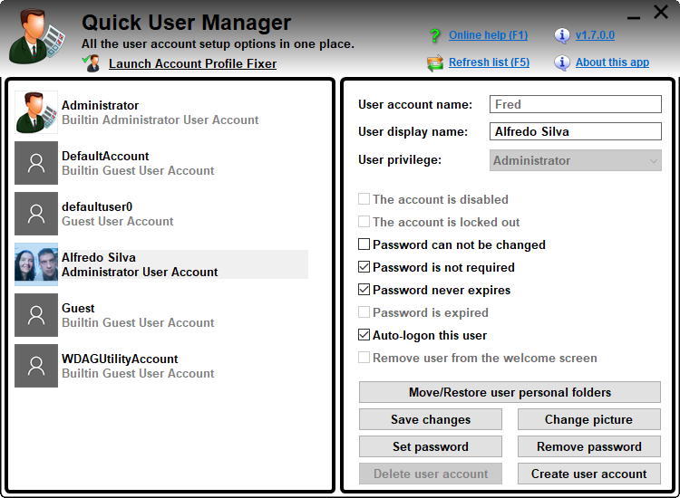 Quick User Manager 2.2.0.0 full
