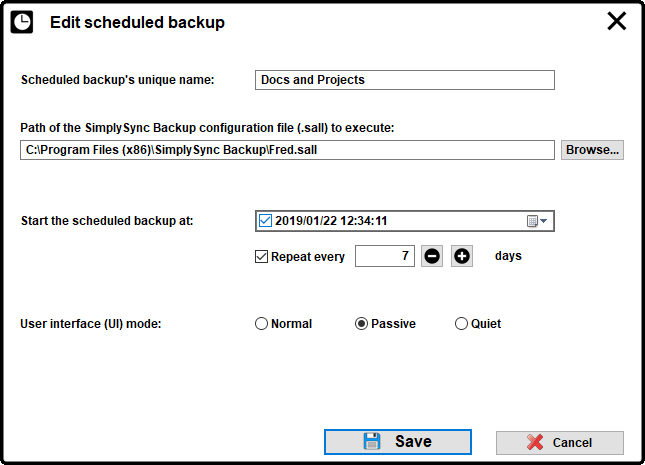 Add/Edit scheduled backup