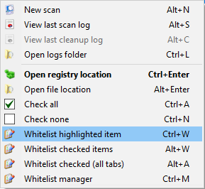 Threat scan menu
