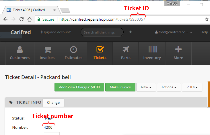 Repairshopr's ticket ID