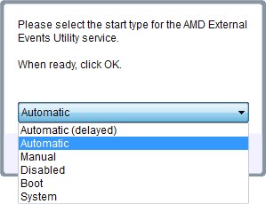 Select service start type