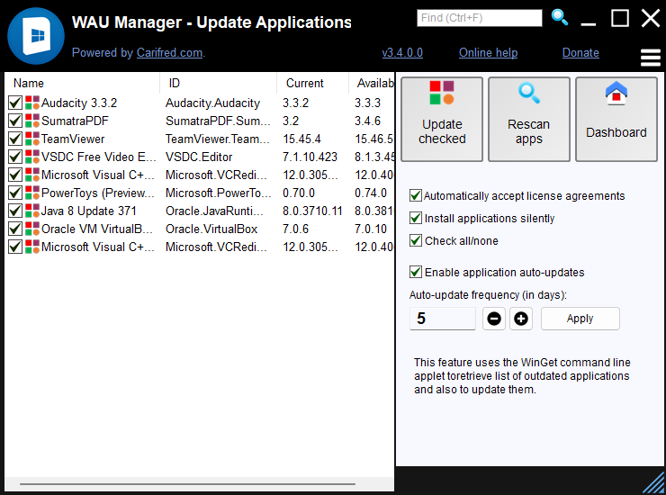 Update applications