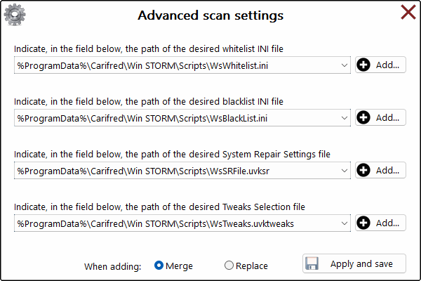 Advanced scan options