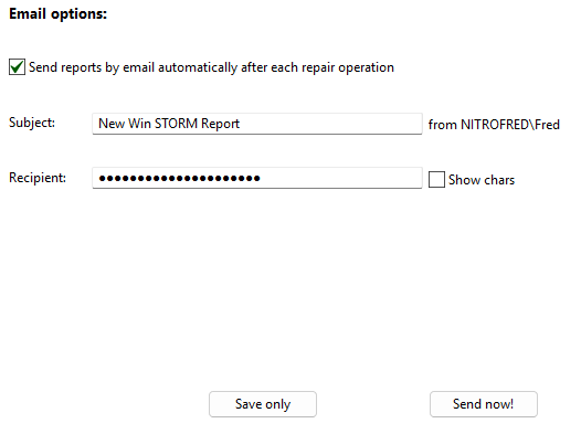 Email report options