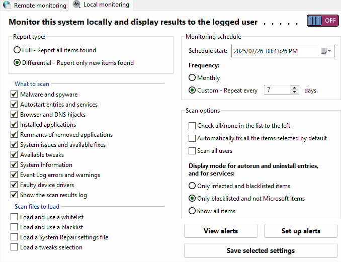 Remote monitoring tab