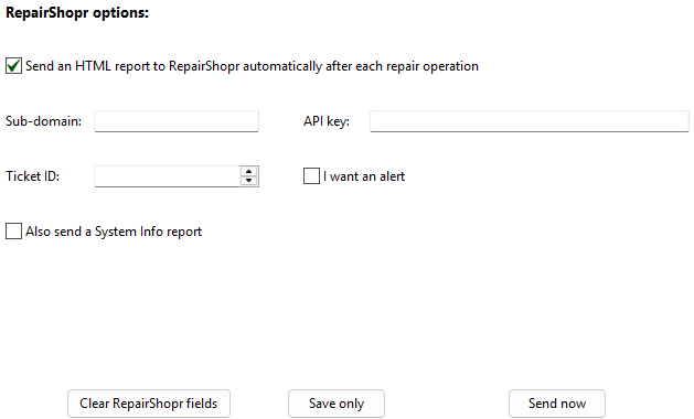 Repairshopr report options