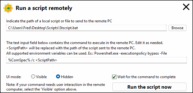 Run CMD batch r script ermotely
