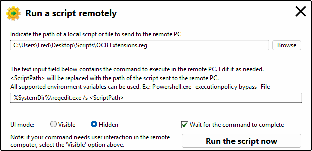Import REG file remotely ermotely