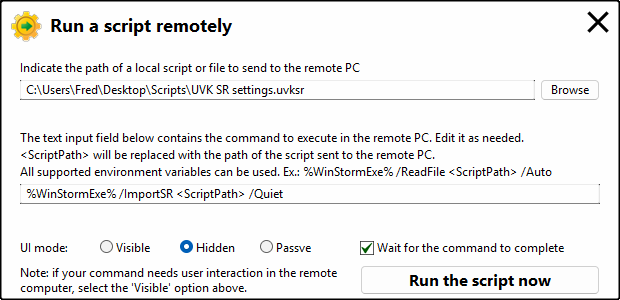 Run system repair script remotely