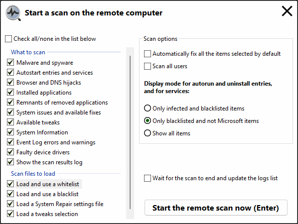 Remote monitoring scan