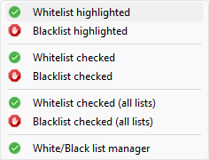 White/Black list menu